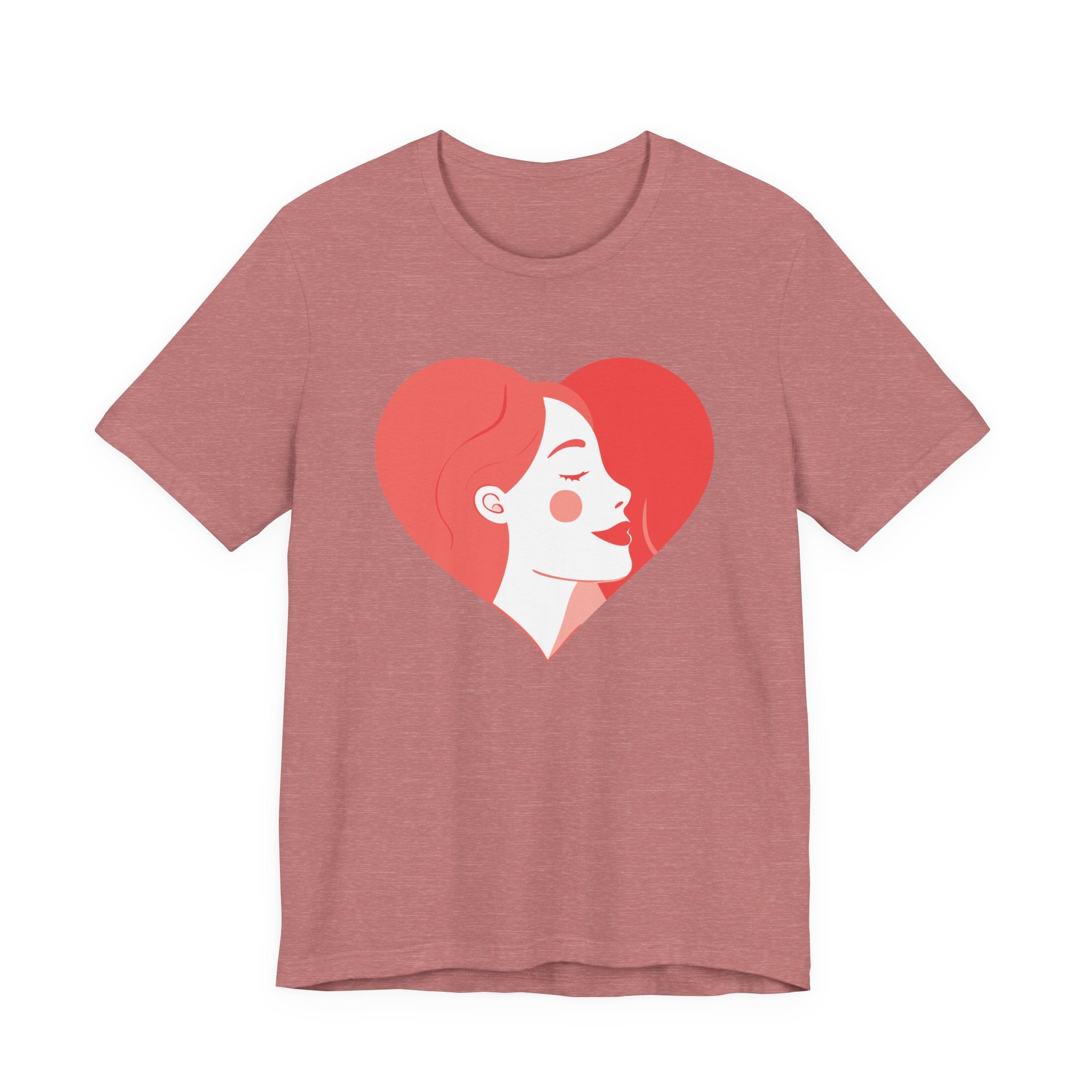 Heart Profile Tee - Minimal Romantic Woman Illustration T-Shirt