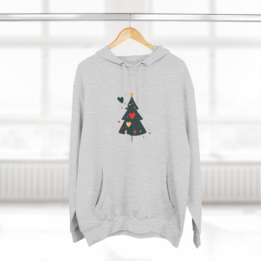 Christmas Tree Heart Hoodie – Cute Minimal Holiday Fleece Hoodie