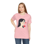 Women’s Portrait Tee with Heart Accents – Cute Kawaii Girl Graphic T-Shirt