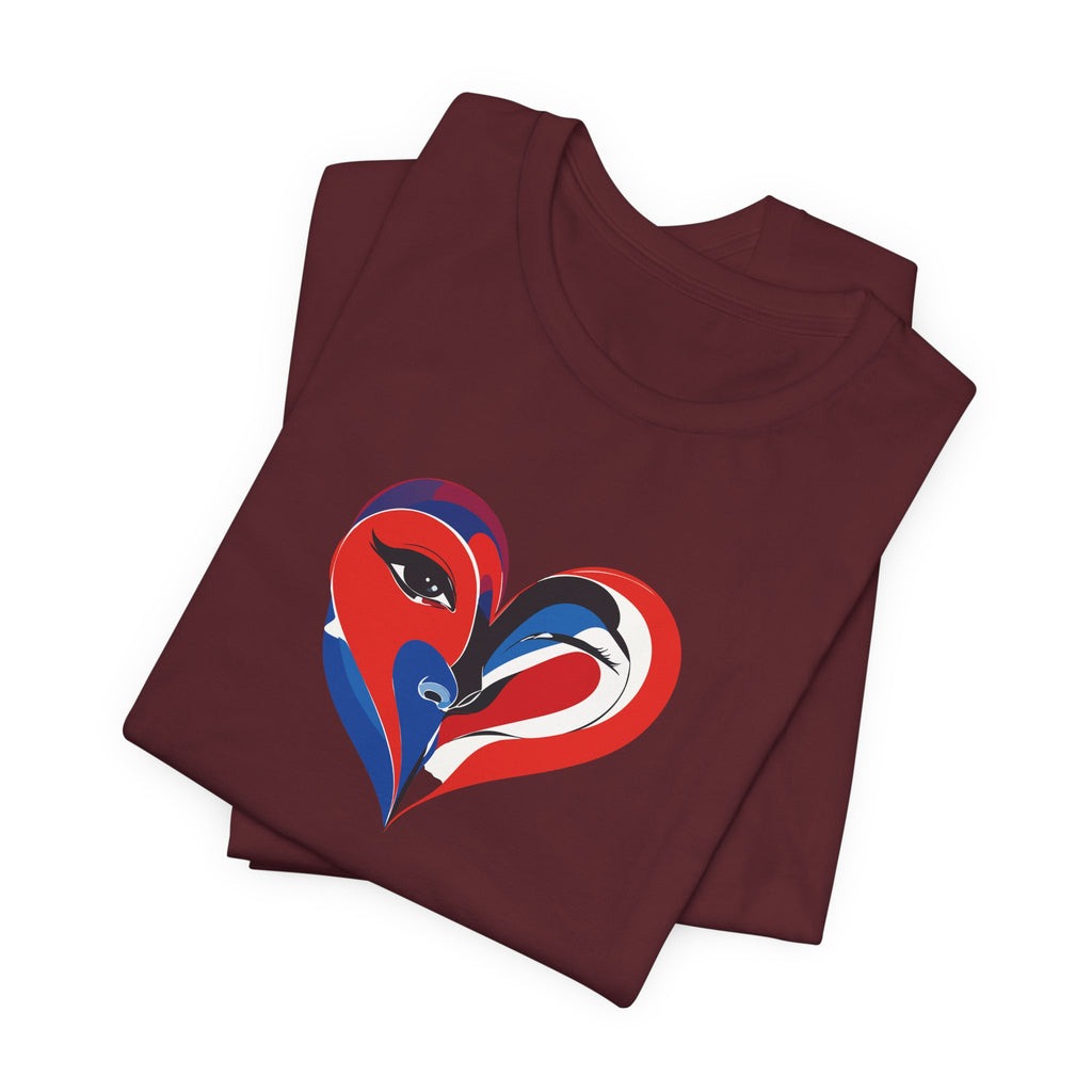 Heart Portrait Tee Romantic Face Heart Graphic T‑Shirt
