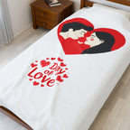 Valentine's Day Plush Blanket — 'Day of Love' Couple Heart Design