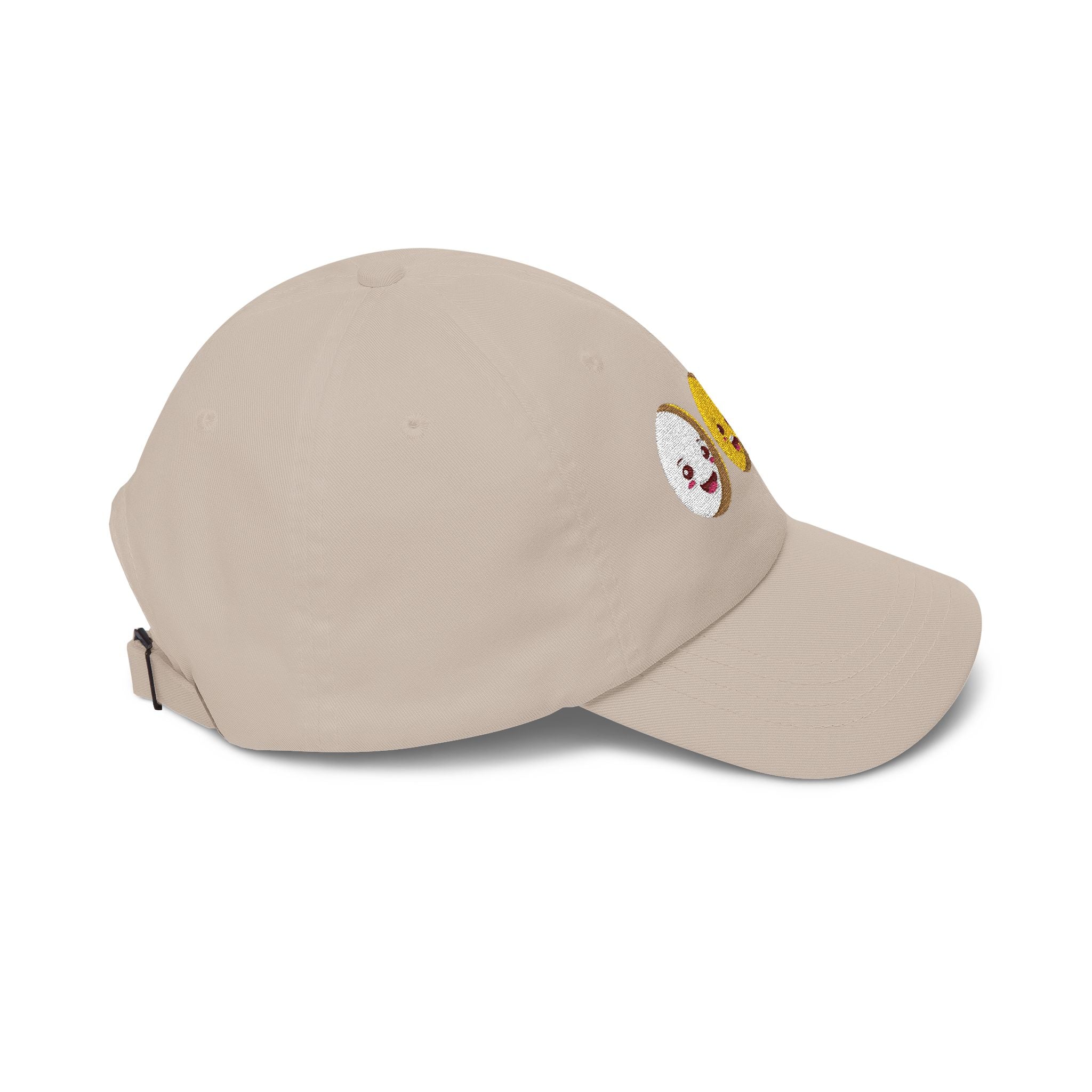 Dad Cap Sequin Egg Trio Embroidered Hat (Cute Breakfast Emoji)