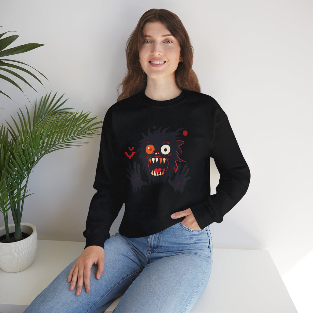 Halloween Monster Crewneck Sweatshirt Spooky Cute Monster Graphic