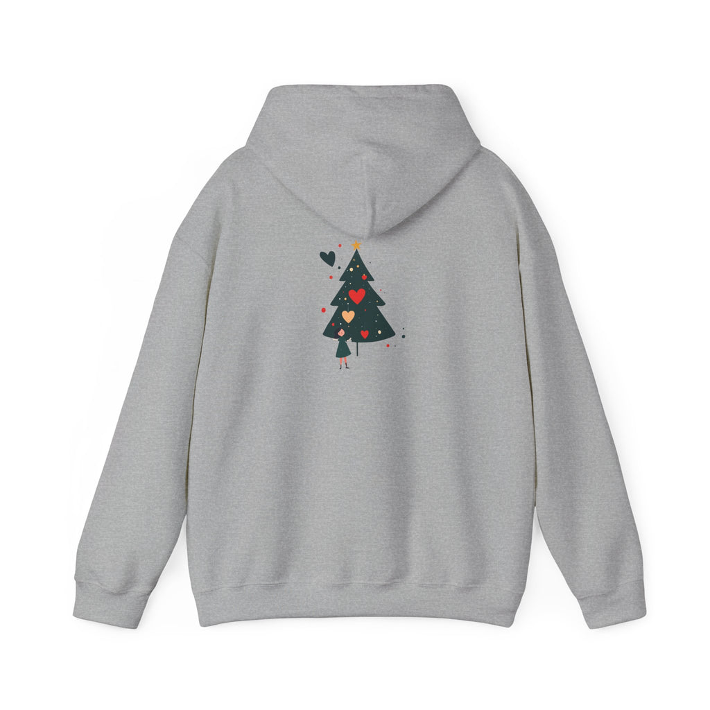 Christmas Tree Heart Hoodie — Cute Minimal Holiday Sweatshirt