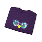 Owl Glasses Sequin Crewneck Sweatshirt Whimsical Sparkle Pullover