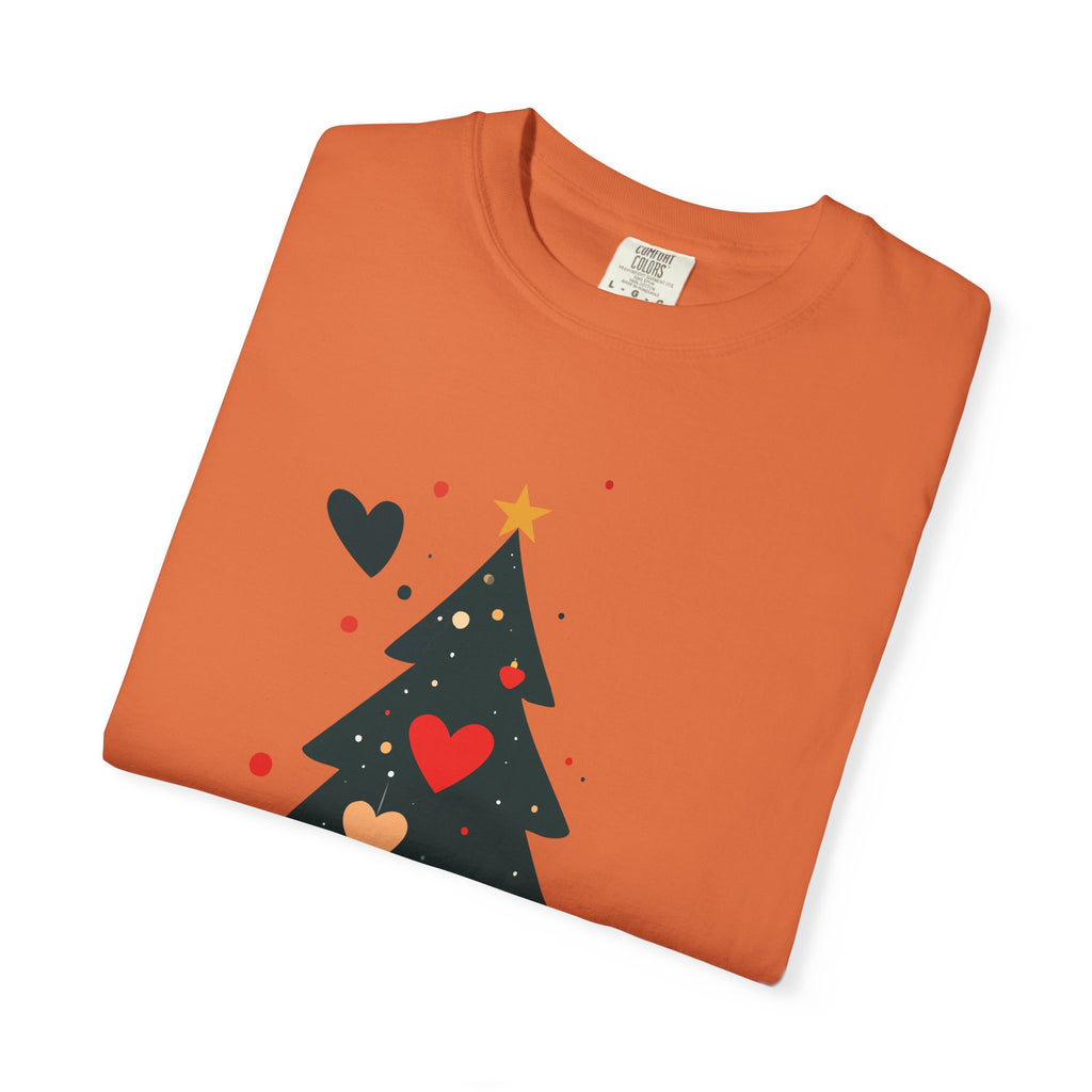 Christmas Tree Hearts T-Shirt — Cute Holiday Tree with Hearts Graphic
