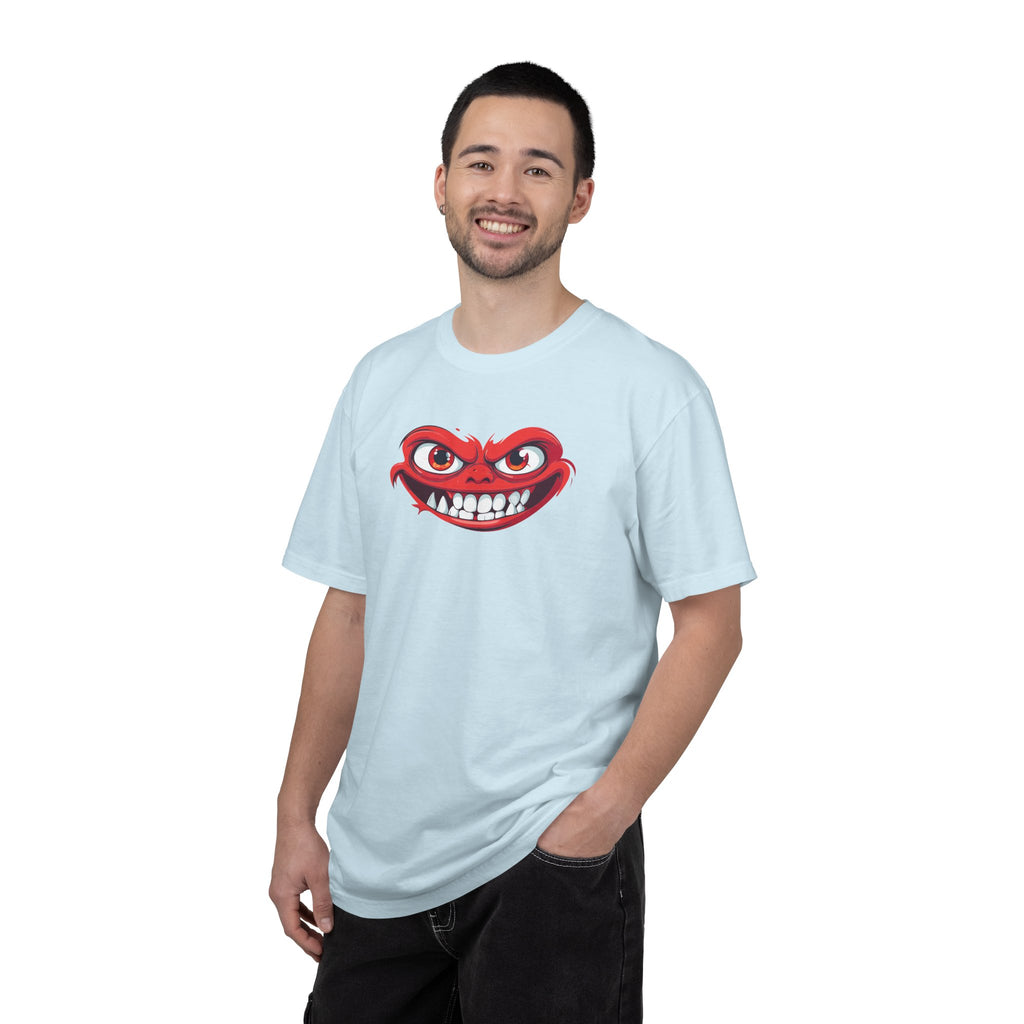 Angry Grin T-Shirt Red Mischievous Face Graphic Tee