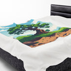 Tree of Life Velveteen Plush Blanket Cozy Illustrated Nature Throw