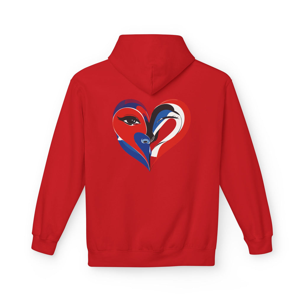 Patriotic Heart Face Hoodie Red White Blue Love Graphic