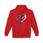 Patriotic Heart Face Hoodie Red White Blue Love Graphic
