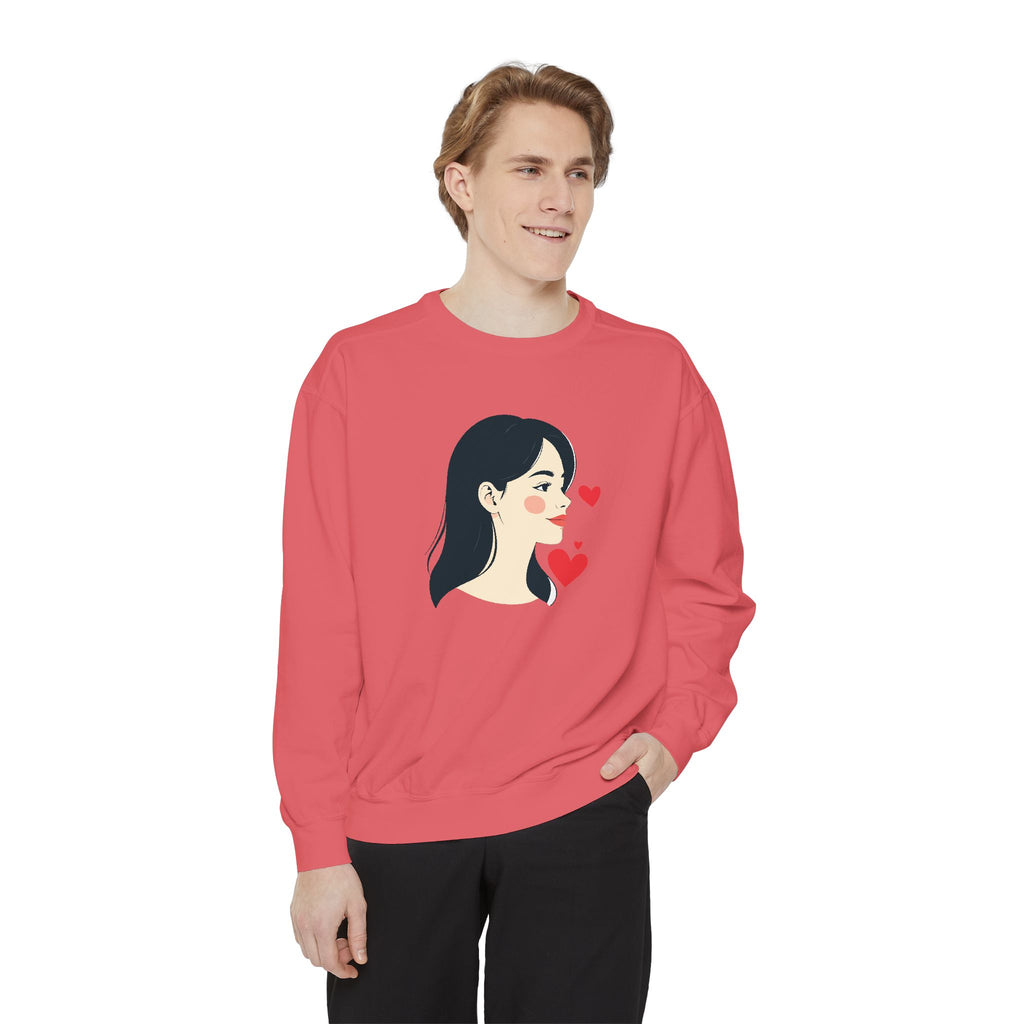 Heart Portrait Sweatshirt Artistic Dual-Face Love Graphic