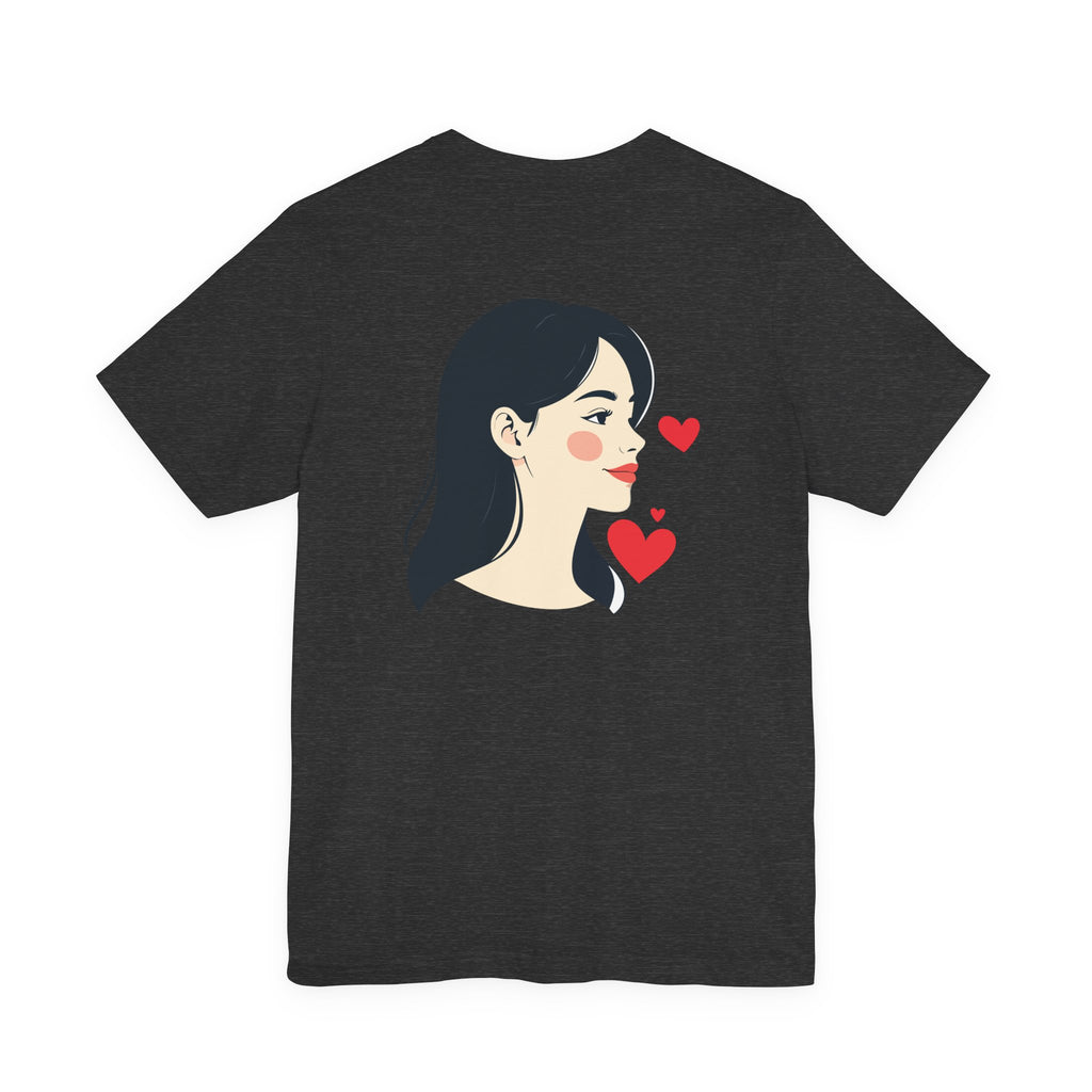 Heart Portrait Tee Romantic Face Heart Graphic T‑Shirt