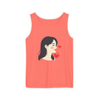 Kawaii Girl Portrait Tank Top Cute Heart Illustration Graphic Tank