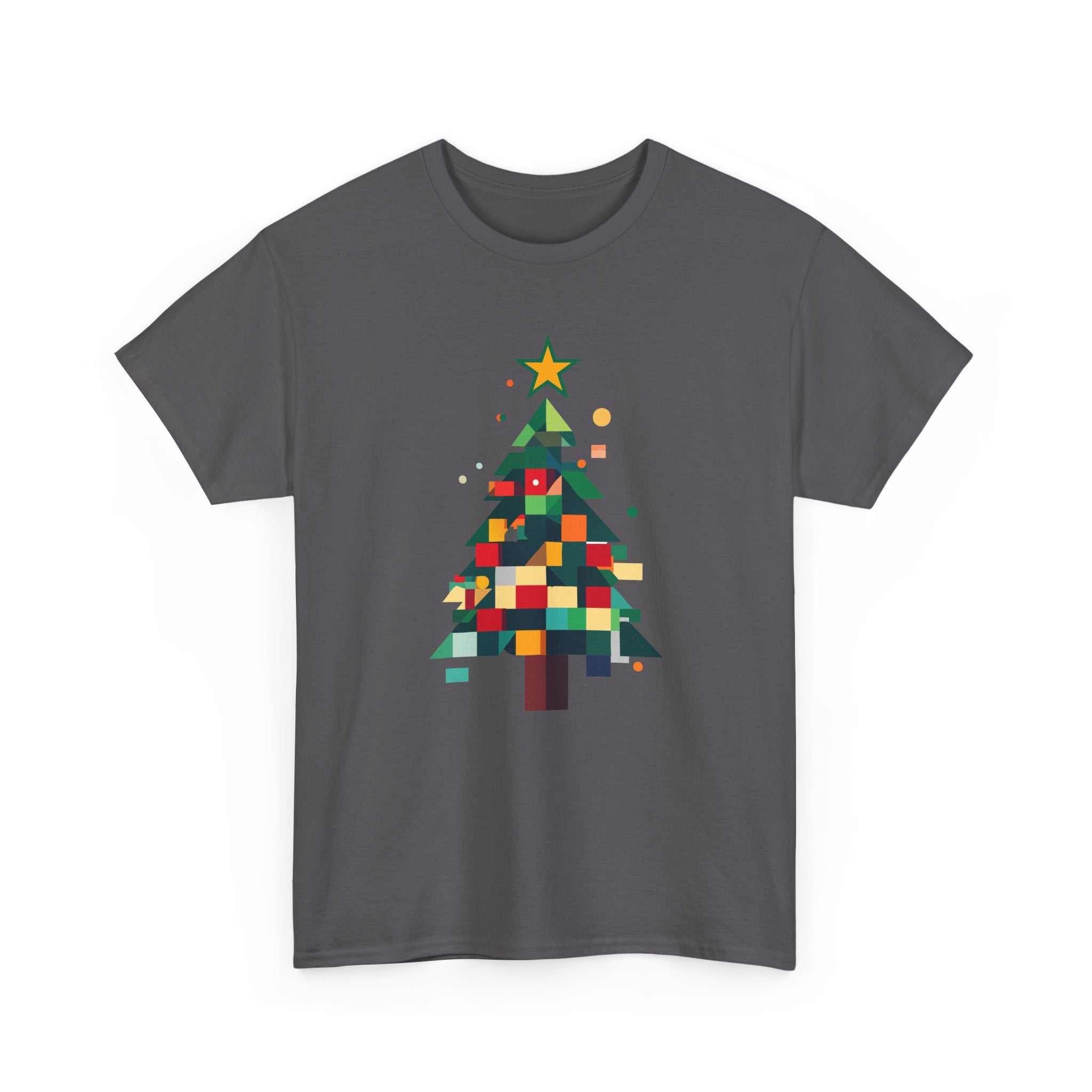 Christmas Tree Graphic Tee Modern Pixelated Holiday T-Shirt