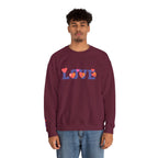 LOVE Floral Crewneck Sweatshirt Heart Pattern Cozy Pullover