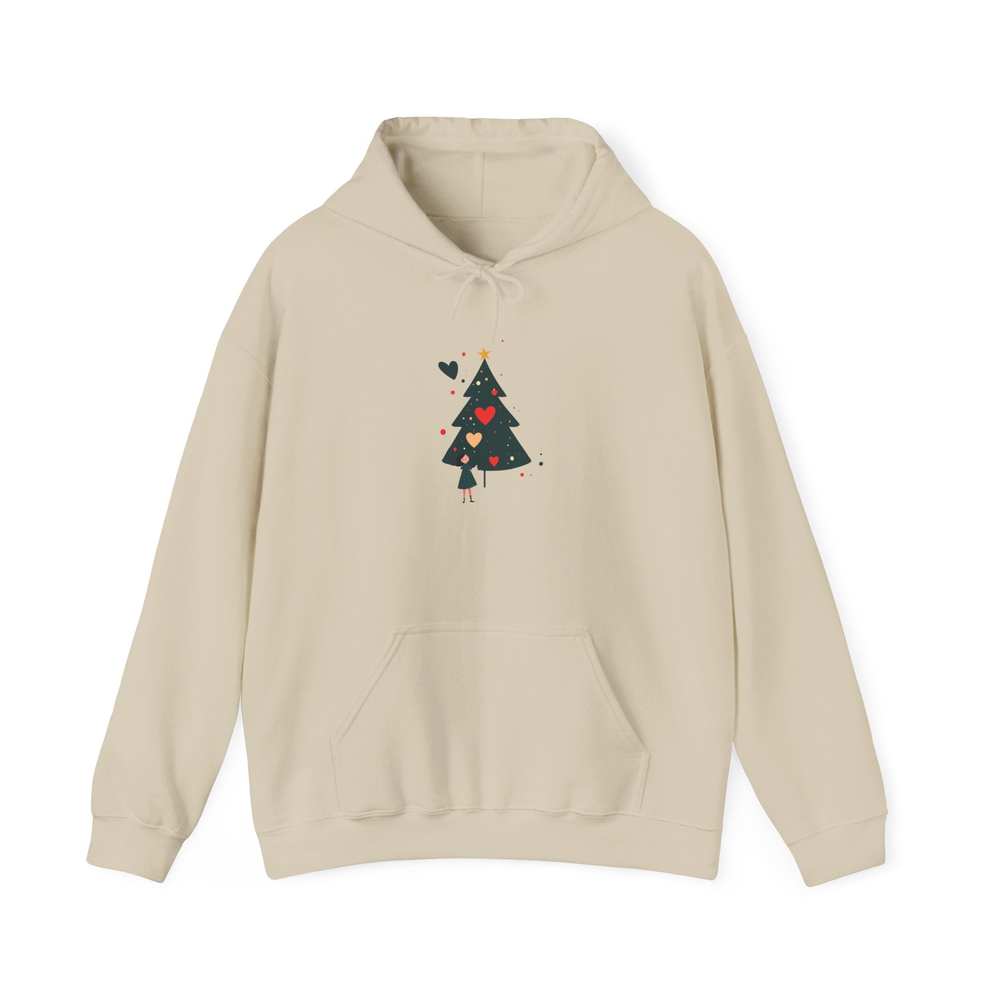 Christmas Tree Heart Hoodie — Cute Minimal Holiday Sweatshirt