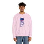 Jellyfish Graphic Crewneck Sweatshirt Cute Blue & Pink Ocean Animal Tee for Beach Lovers