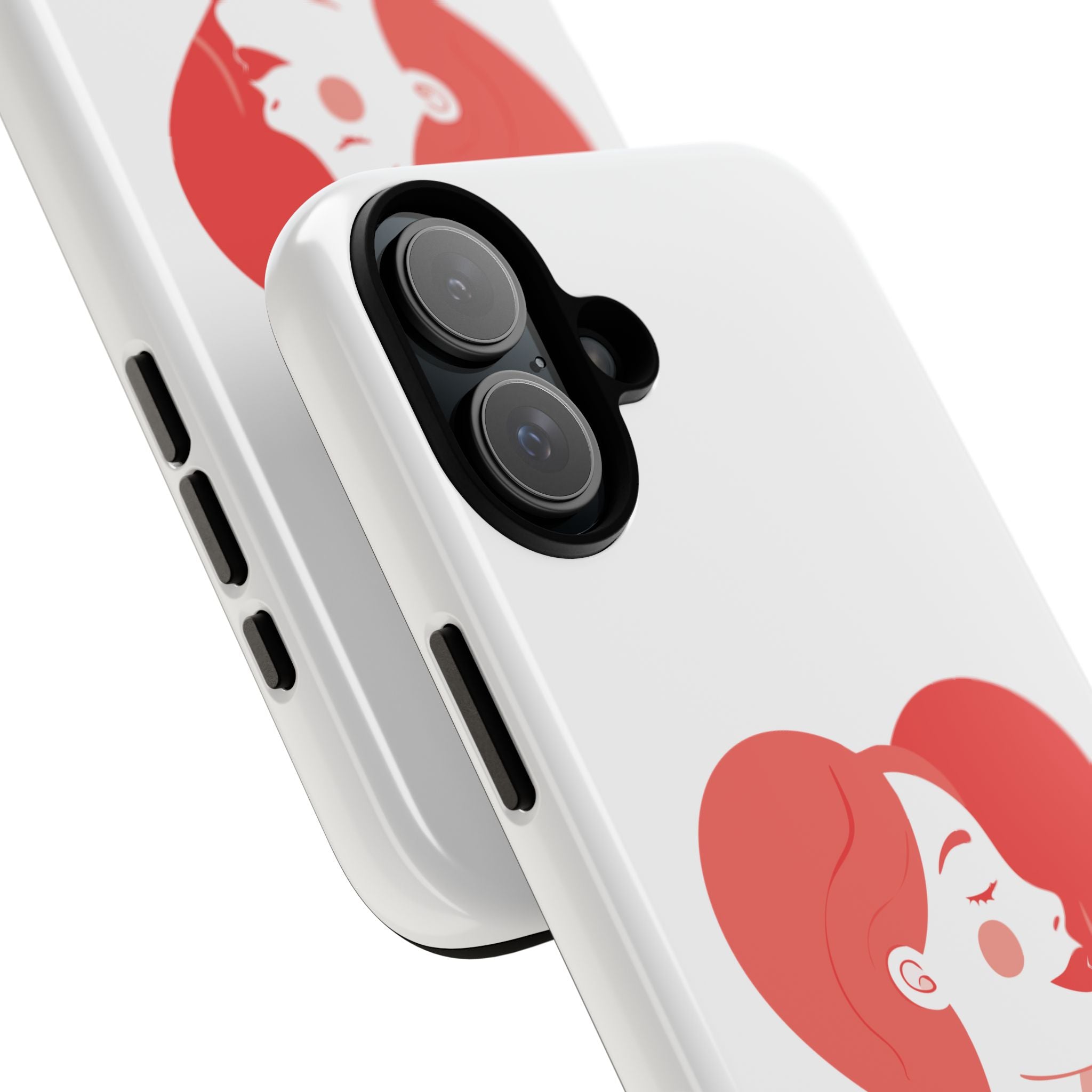 Phone Case — Minimal Heart Portrait Protective Tough Case (Pink Girly Love Design)