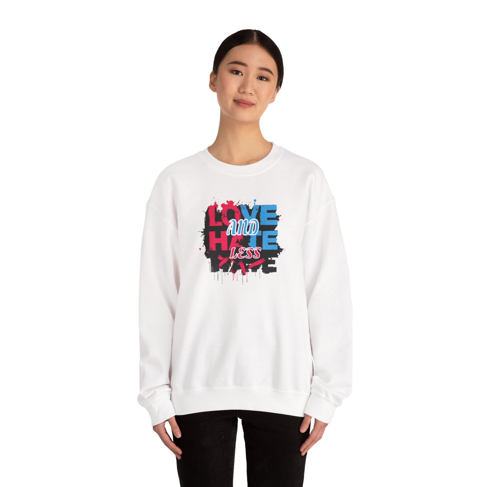 Crewneck Sweatshirt 'Love and Less Hate' Graffiti Heart Design