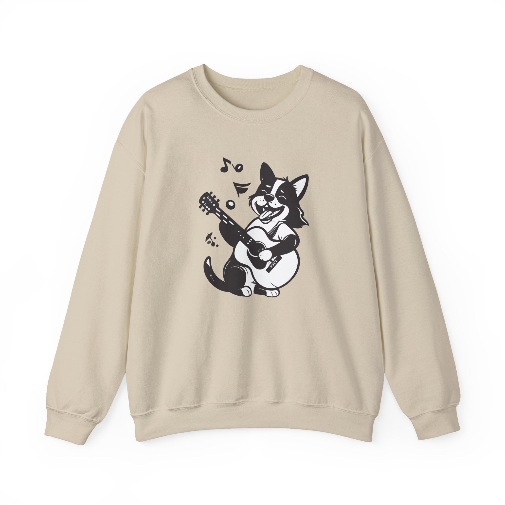 Corgi Playing Guitar Sweatshirt Cute Musical Dog Crewneck