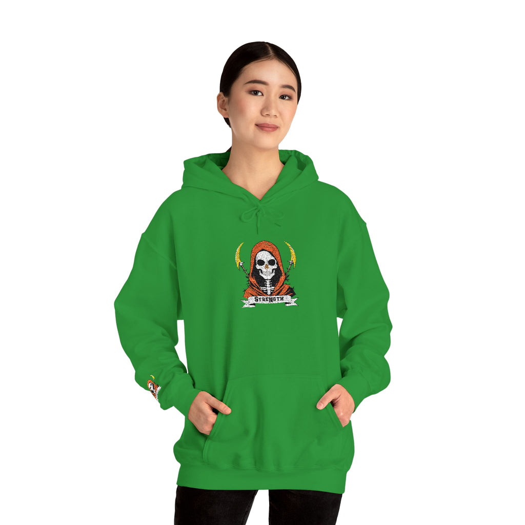 Embroidered Skull Reaper Hoodie Gothic Grim Reaper Graphic Sweatshirt