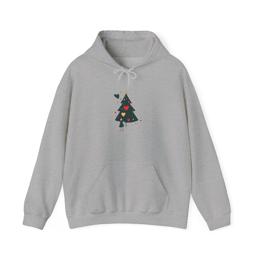 Christmas Tree Heart Hoodie — Cute Minimal Holiday Sweatshirt