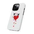 Tough Phone Case Red Dripping Heart with Doves Valentine's Protection
