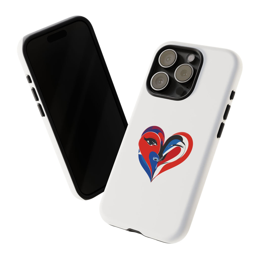 Heart Face Phone Case Red & Blue Abstract Love Design