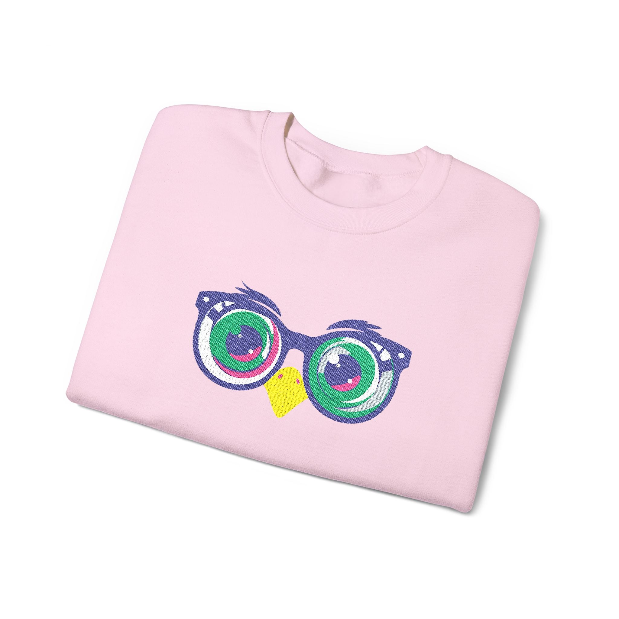 Owl Glasses Sequin Crewneck Sweatshirt Whimsical Sparkle Pullover