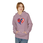 Patriotic Heart Face Hoodie Red White Blue Love Graphic