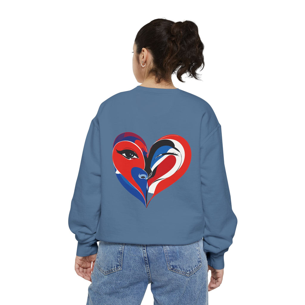 Heart Portrait Sweatshirt Artistic Dual-Face Love Graphic