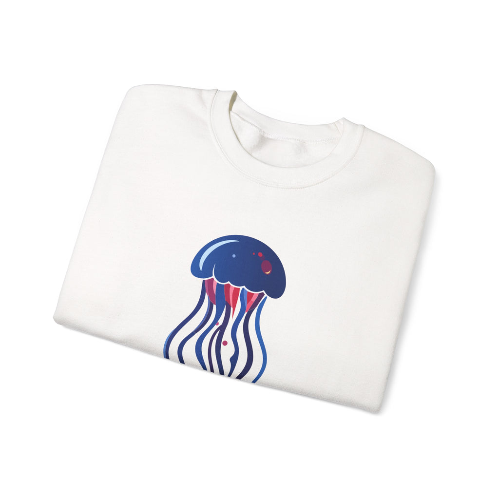Jellyfish Graphic Crewneck Sweatshirt Cute Blue & Pink Ocean Animal Tee for Beach Lovers