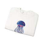 Jellyfish Graphic Crewneck Sweatshirt Cute Blue & Pink Ocean Animal Tee for Beach Lovers
