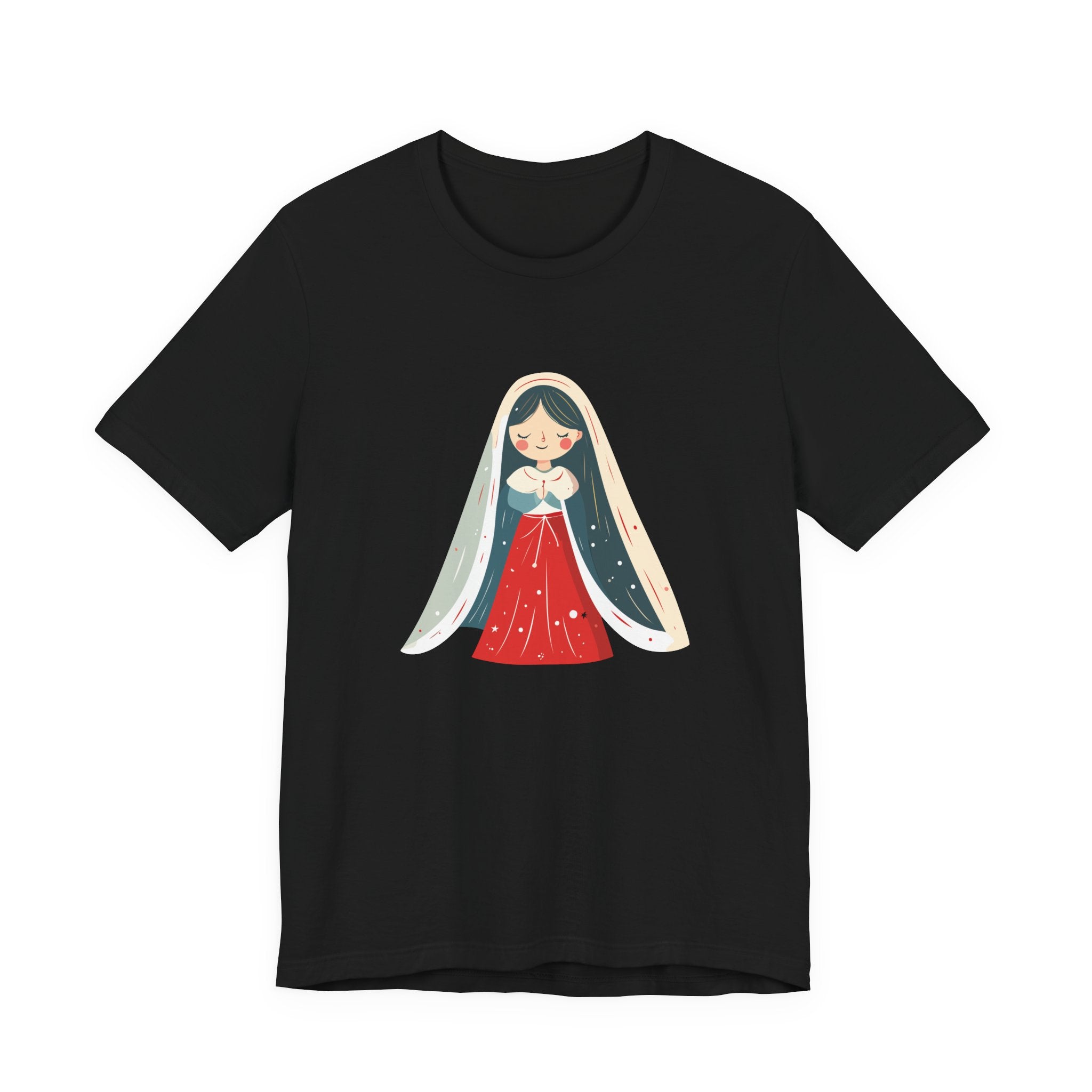 Virgin Mary Illustration Tee — Cute Nativity T-Shirt