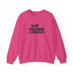 Pink sweatshirt with text 'MY FAVORITE NOTIFICATION' on a white background