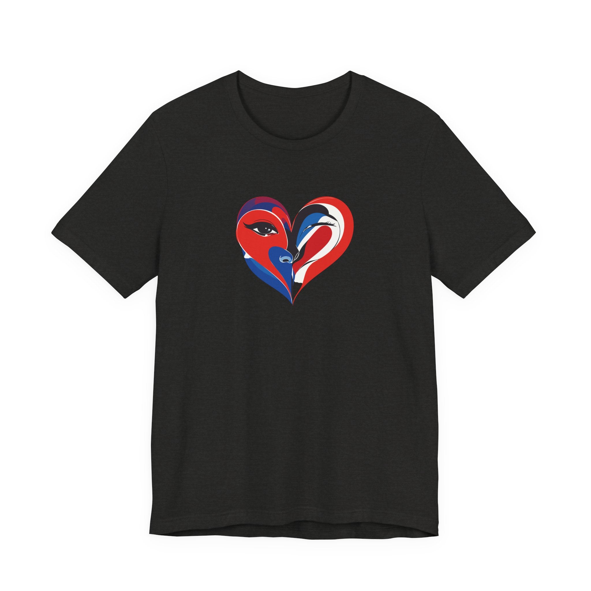 Heart Portrait Tee Romantic Face Heart Graphic T‑Shirt