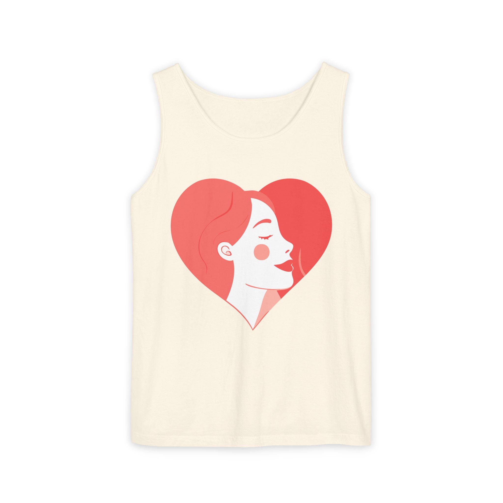 Heart Profile Tank Top — Minimal Feminine Love Graphic