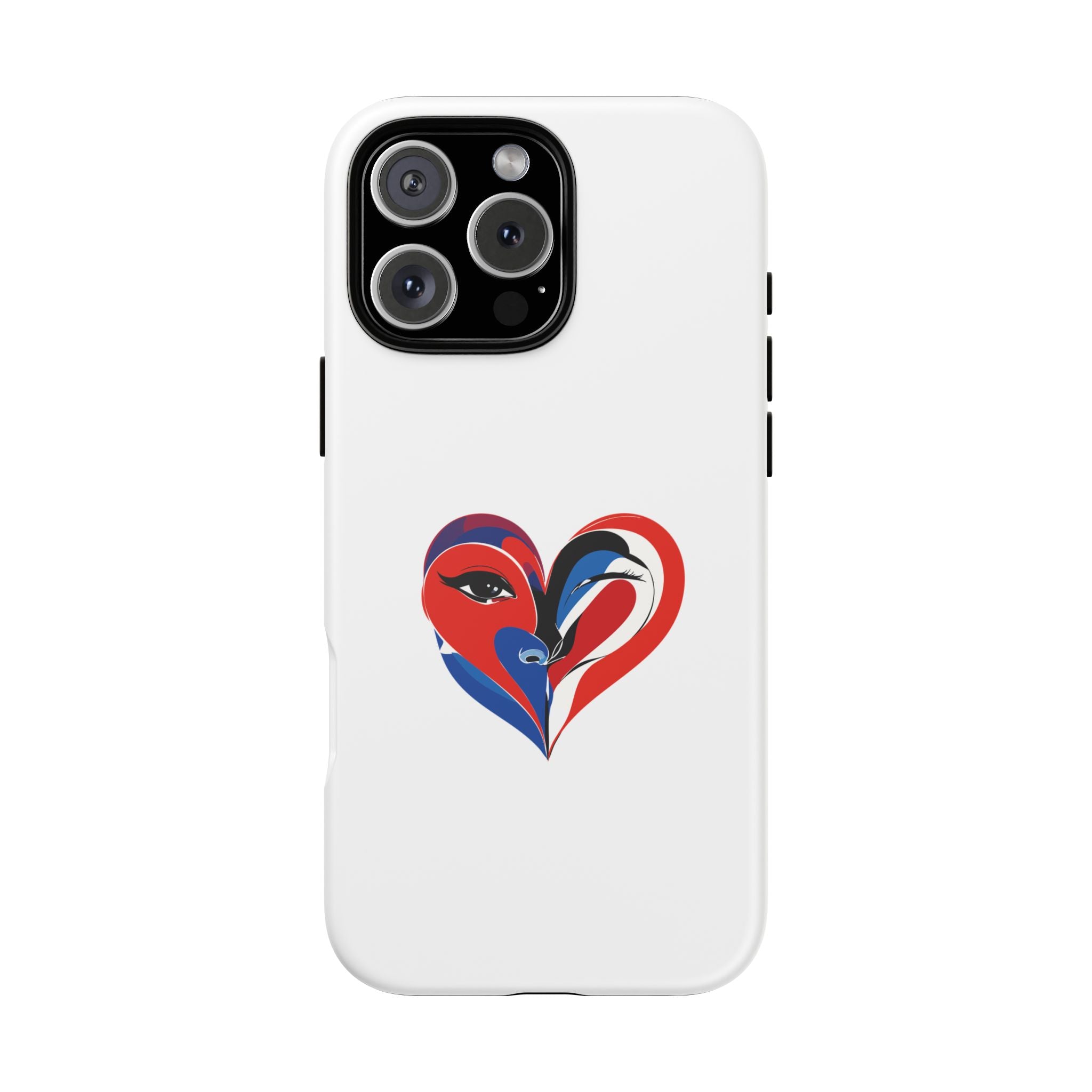 Heart Face Phone Case Red & Blue Abstract Love Design