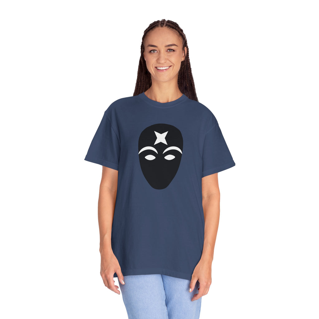 Masked Star Tee  Minimalist Black Mask Graphic T-Shirt
