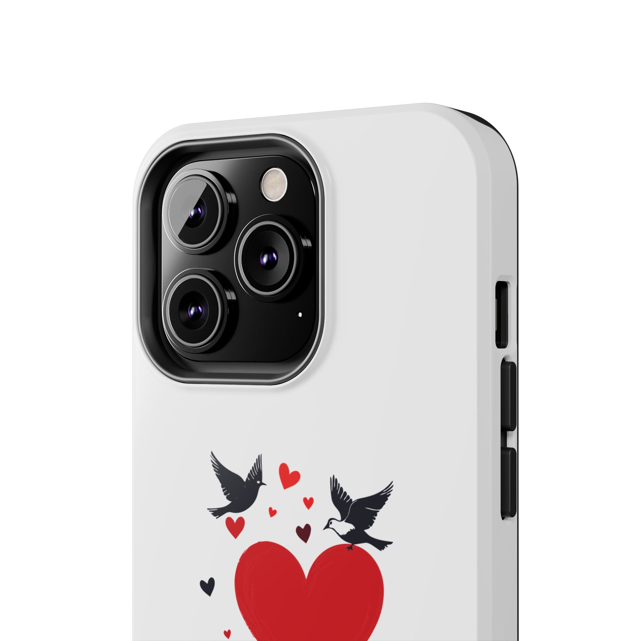 Tough Phone Case Red Dripping Heart with Doves Valentine's Protection
