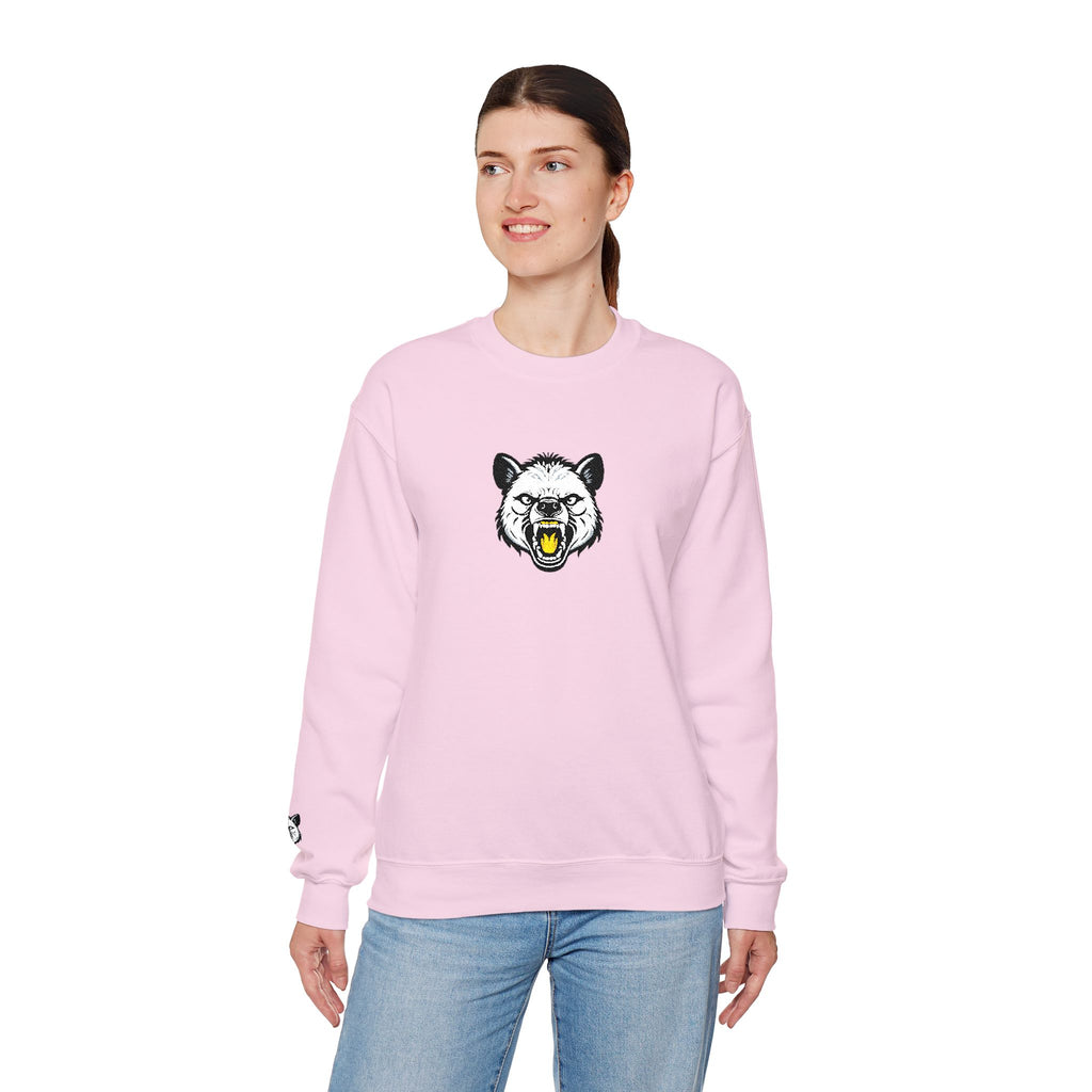 Roaring Hyena Face Graphic Embroidered Crewneck Sweatshirt