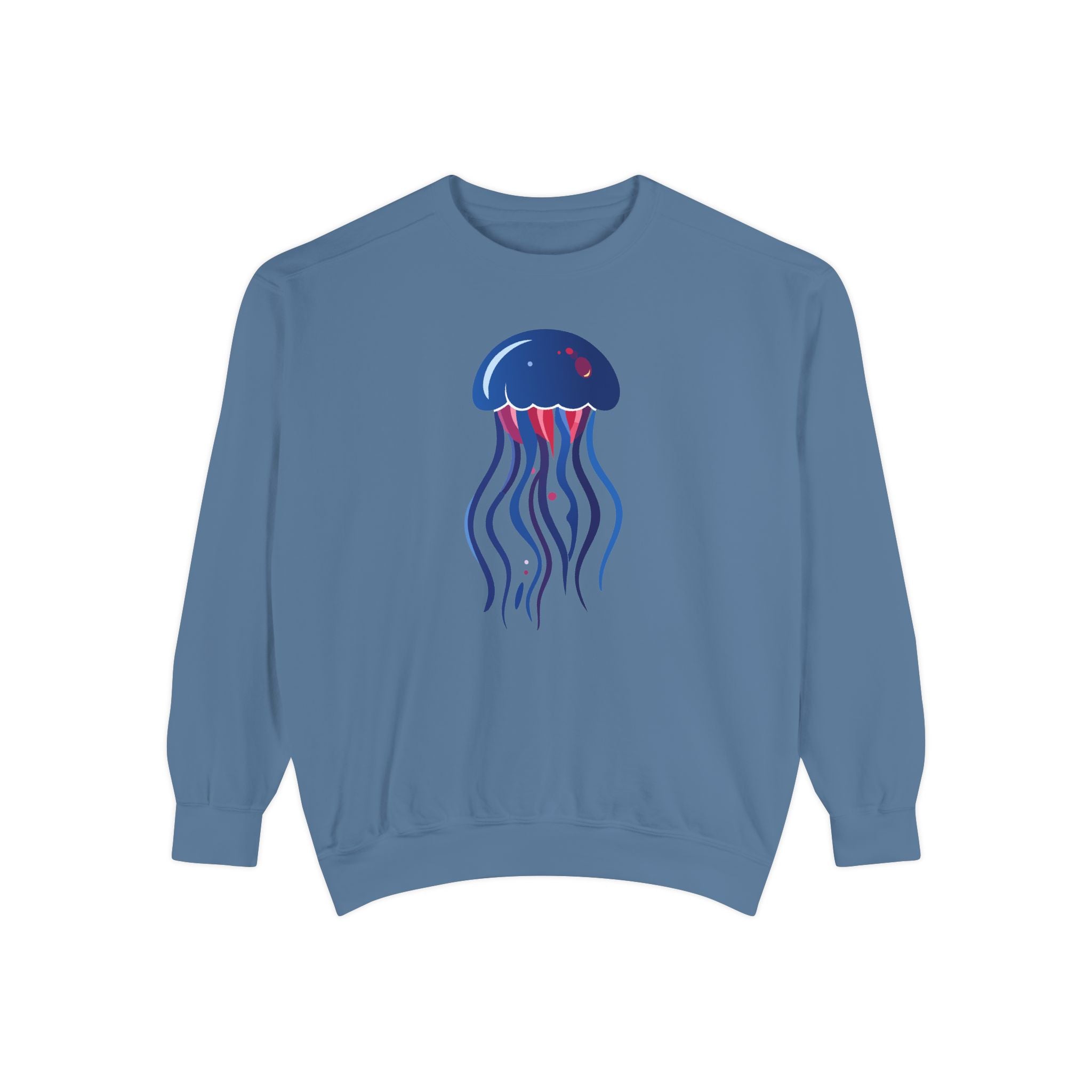 Jellyfish Graphic Sweatshirt Nautical Blue Ocean Crewneck