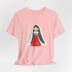 Virgin Mary Illustration Tee — Cute Nativity T-Shirt