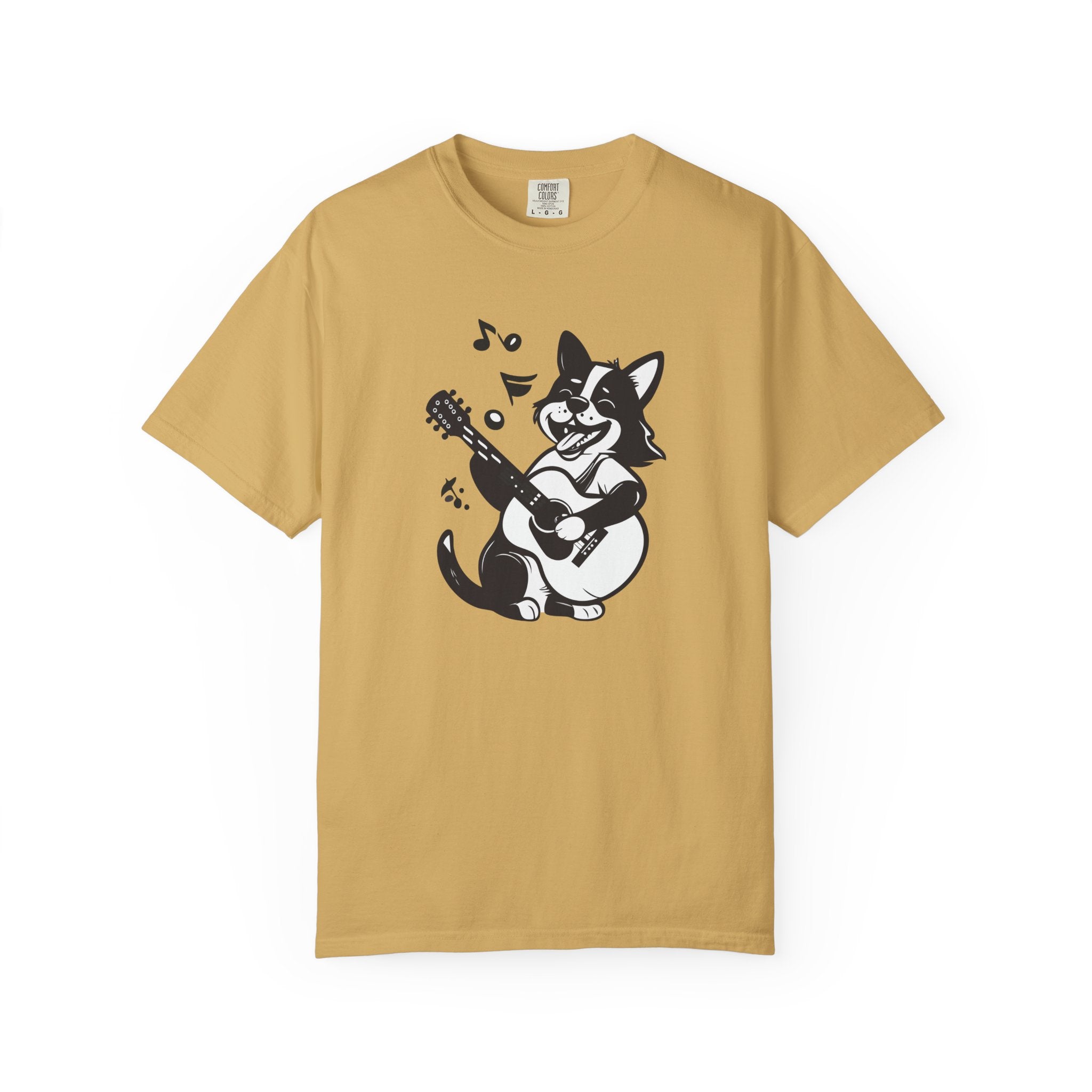 Corgi Playing Guitar T-Shirt  Cute Musical Dog Tee Rockstar Design