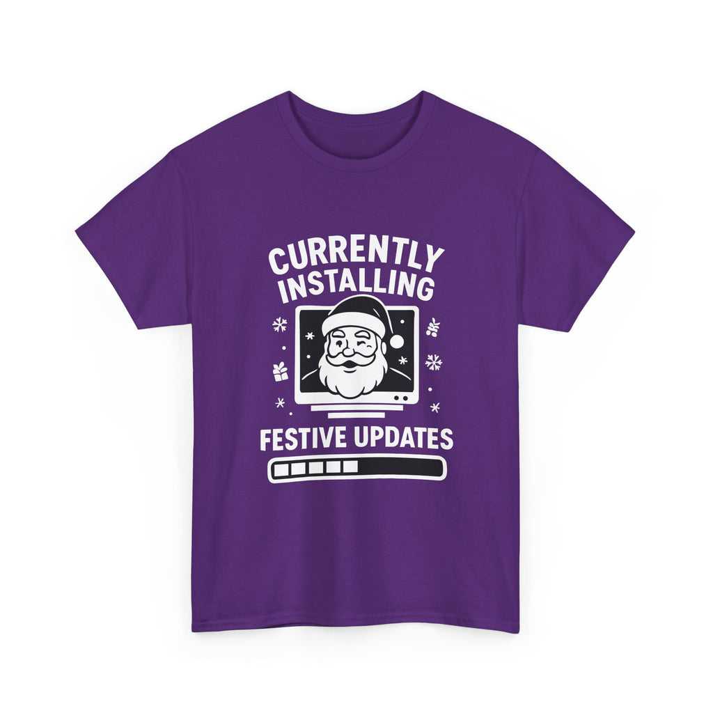 Currently Installing Festive Updates T-Shirt Funny Santa Christmas Holiday Tee