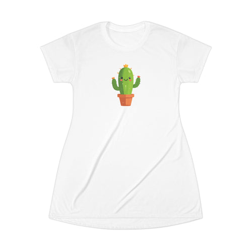 Cactus Cute T‑Shirt Dress Kawaii Potted Cactus Graphic