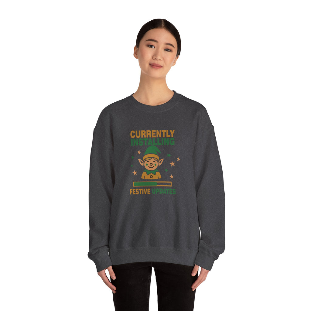 Crewneck Sweatshirt Currently Installing Festive Updates Elf Holiday Graphic