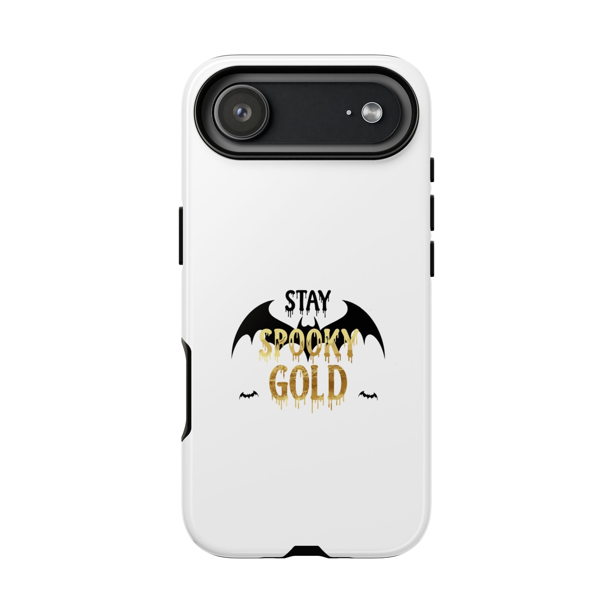 Stay Spooky Gold Phone Case Halloween Bat Design