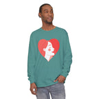 Heart Portrait Long Sleeve Tee — Romantic Red Lady Graphic