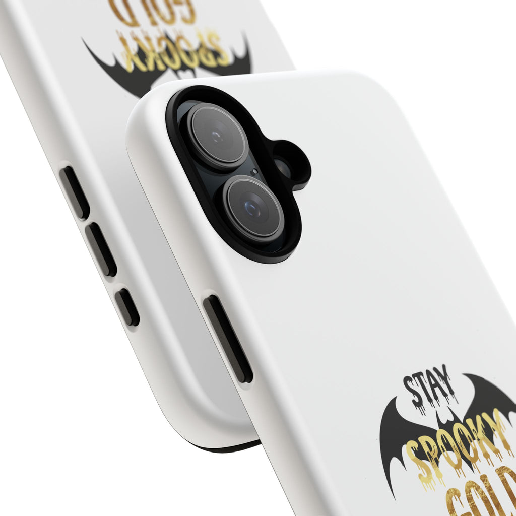 Stay Spooky Gold Phone Case Halloween Bat Design
